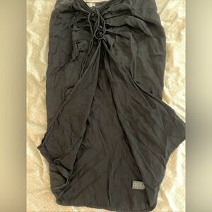 ASTR The Label Black Ruched Strapless Mini Dress Drawstring Front Size Large